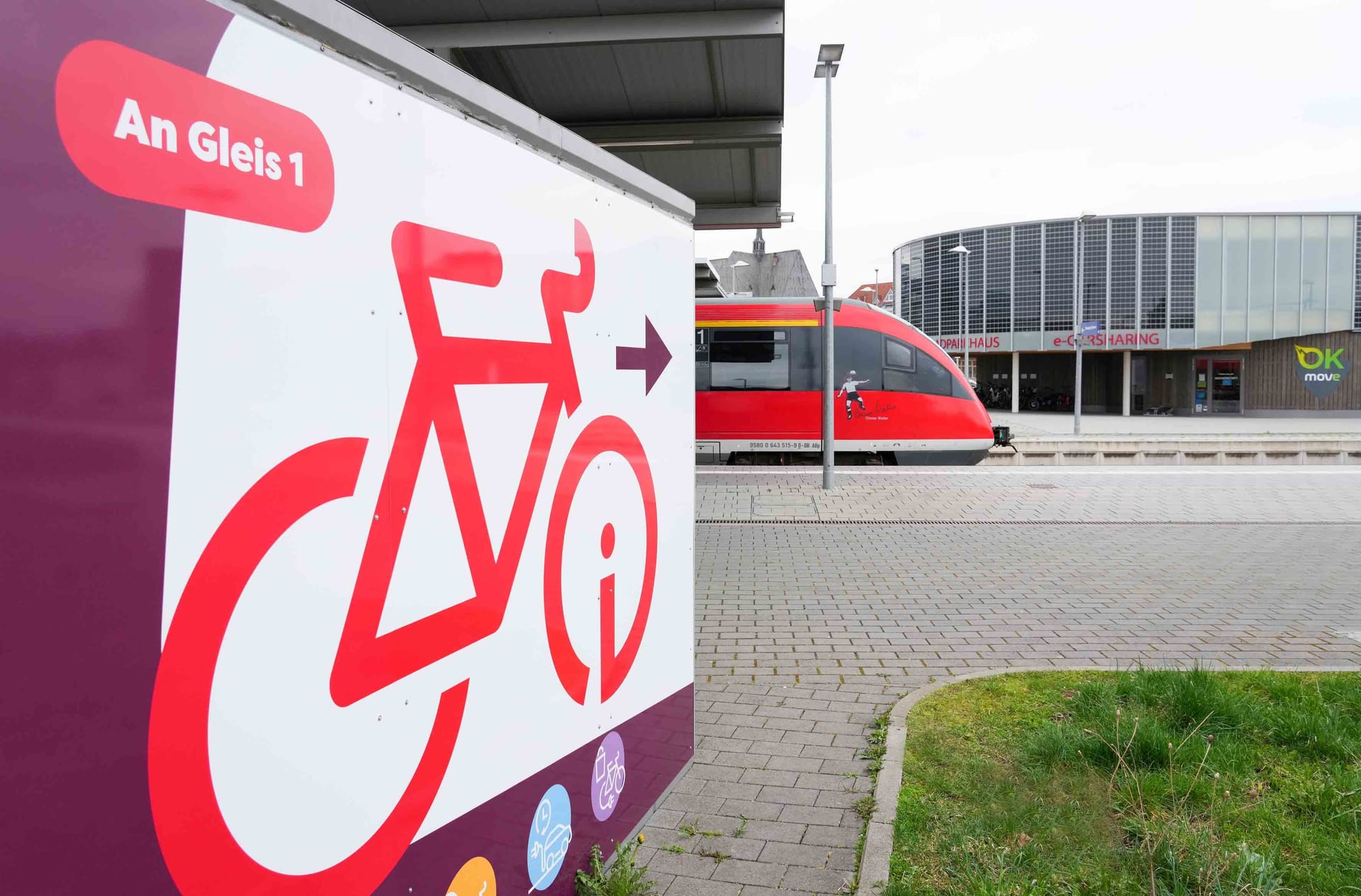 Bike+Ride Schild am Bahnhof Bad Kreuznach